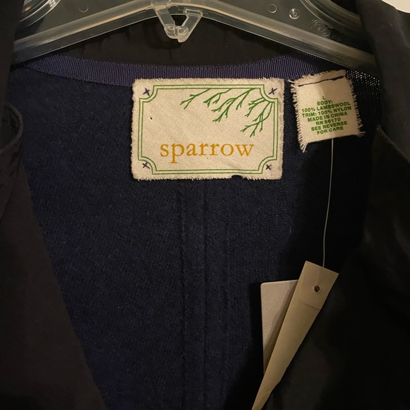 Anthropologie Lambs Wool Dark Blue Blazer Jacket Large NEW - Picture 3 of 9